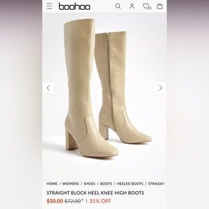 Cream Tall Heel Boots